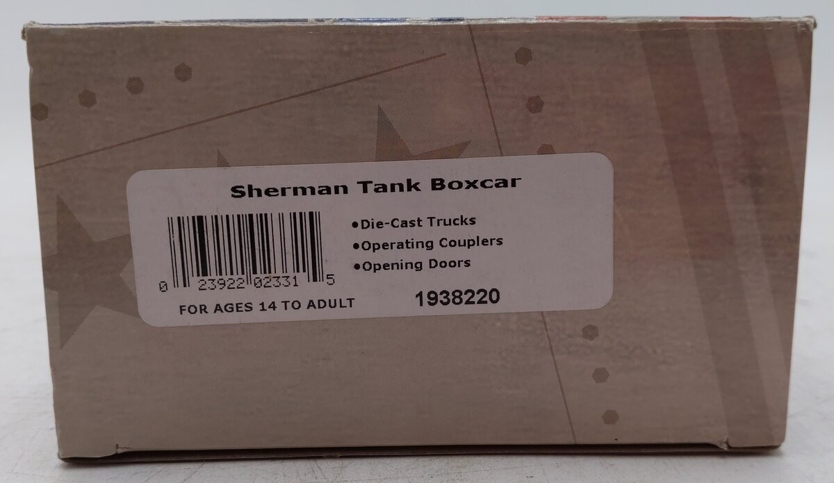 Lionel 1938220 O Gauge US Army WWII Sherman Tank Boxcar EX/Box