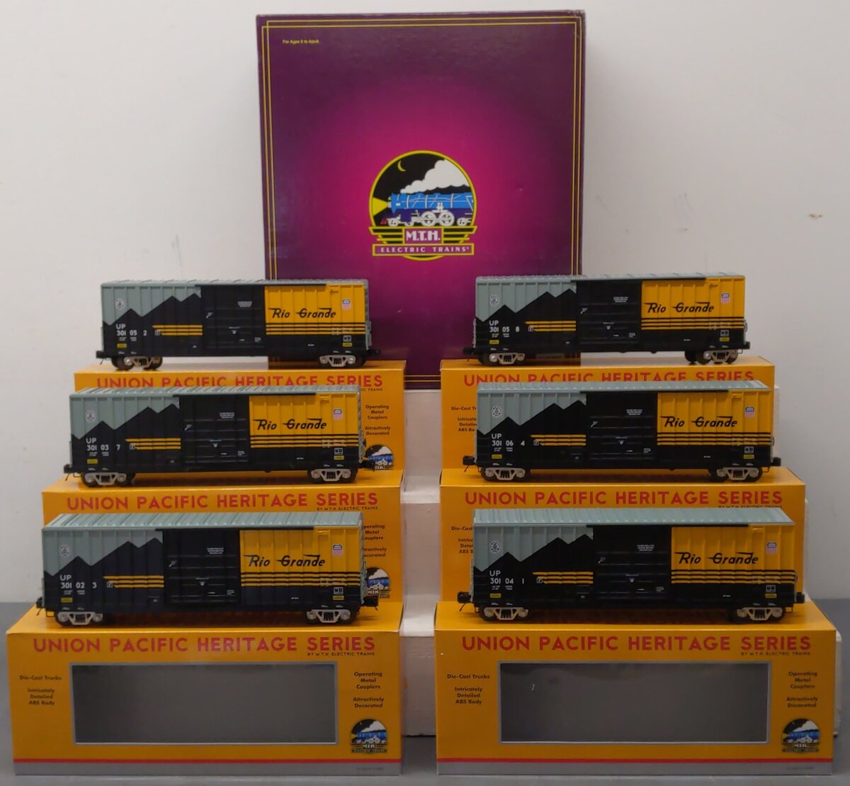 MTH 20-90355 O Denver Rio Grande Premier 50' High Cube Box Car Set (Set of 6) EX/Box
