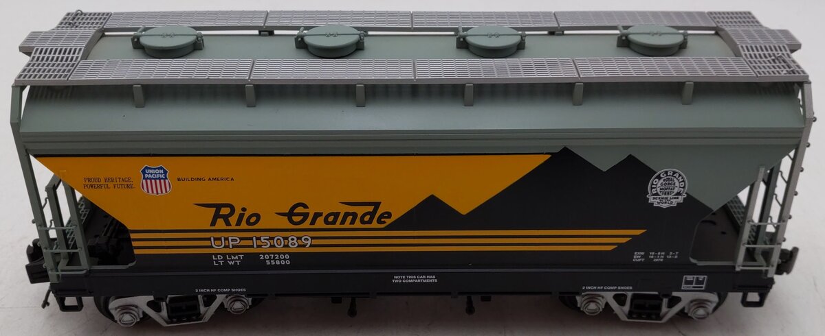 MTH 20-97649 O Denver Rio Grande U.P. Heritage 2-Bay Centerflow Hopper #15089 EX/Box
