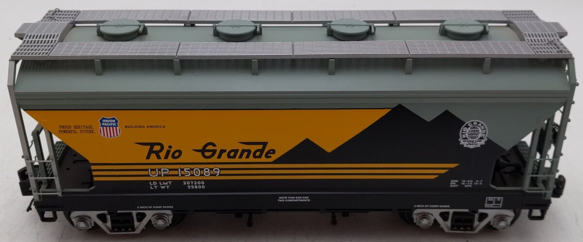 MTH 20-97649 O Denver Rio Grande U.P. Heritage 2-Bay Centerflow Hopper #15089 EX/Box