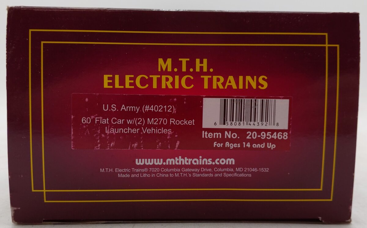 MTH 20-95468 O 60' Flatcar with 2 M270 Rocket Launcher Vehicles