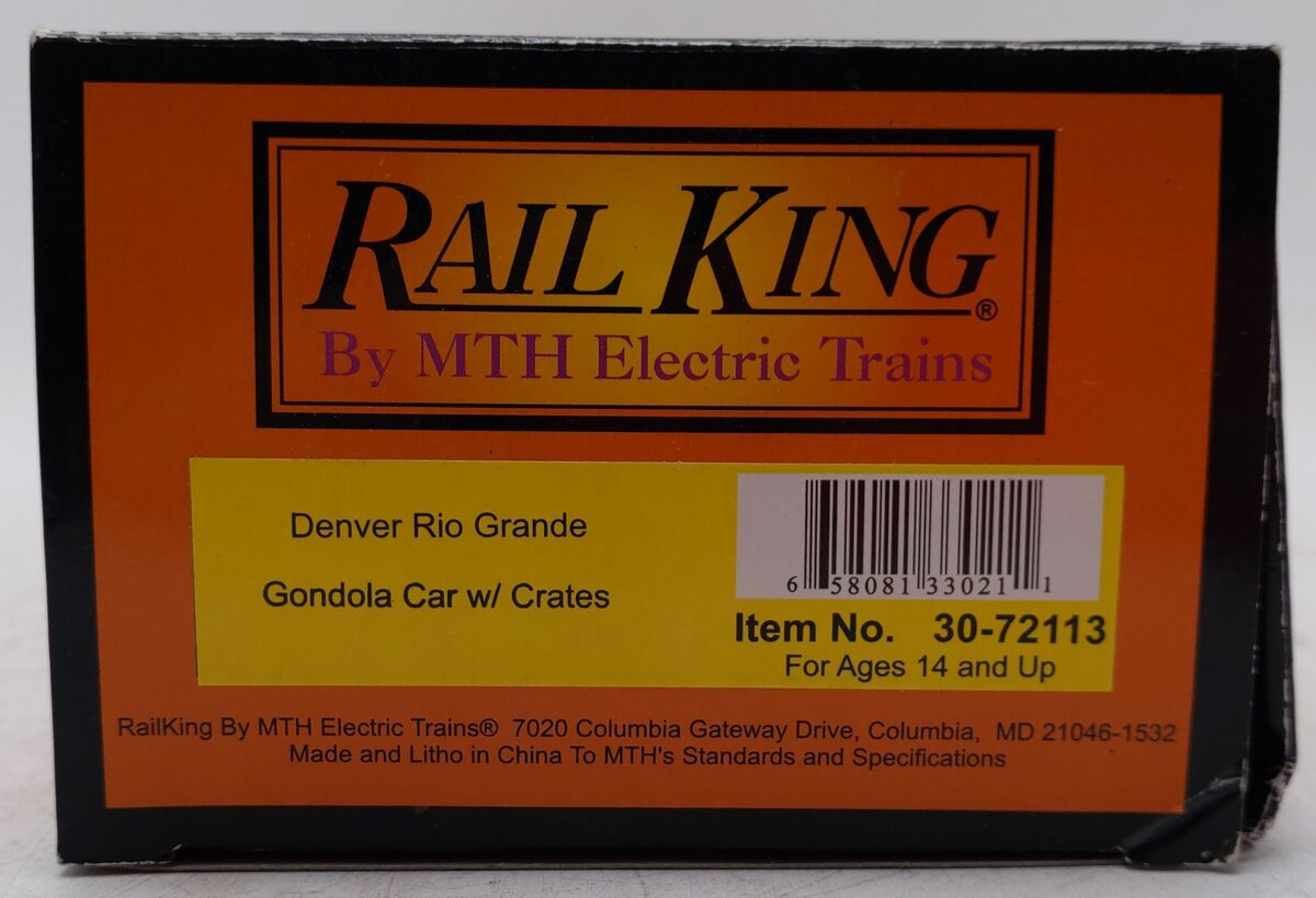 MTH 30-72113 O DRG Gondola w/Crates EX/Box