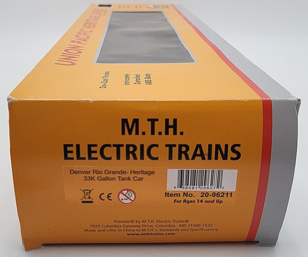 MTH 20-96211 33K GALLON TANK CAR D&RG LN/Box
