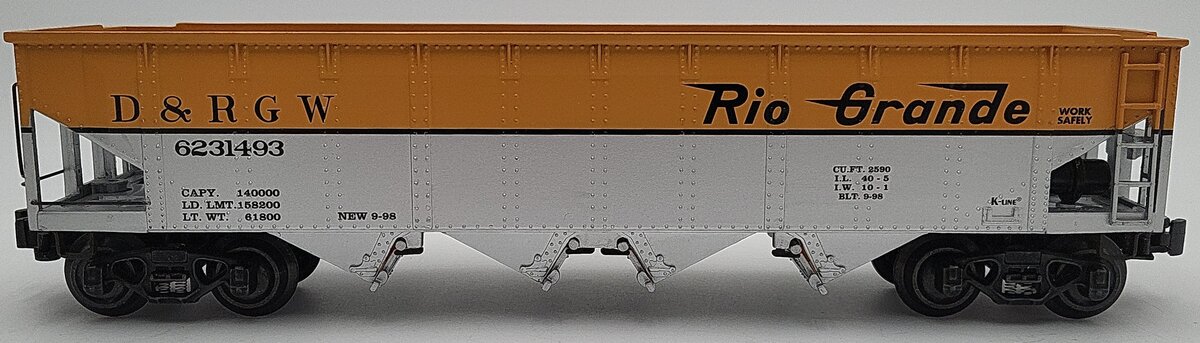 K-Line K623-1493 O Gauge Denver & Rio Grande Western Die-Cast Hopper LN/Box