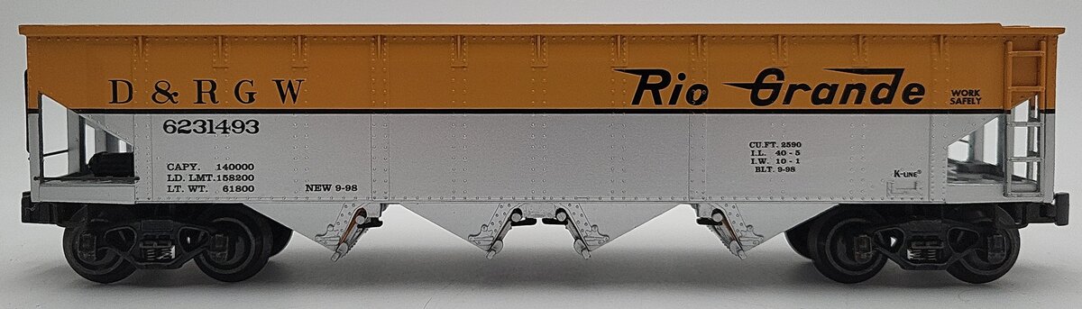 K-Line K623-1493 O Gauge Denver & Rio Grande Western Die-Cast Hopper LN/Box