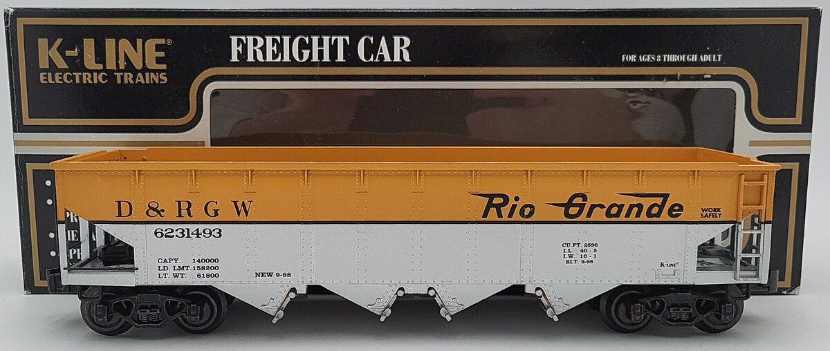 K-Line K623-1493 O Gauge Denver & Rio Grande Western Die-Cast Hopper LN/Box