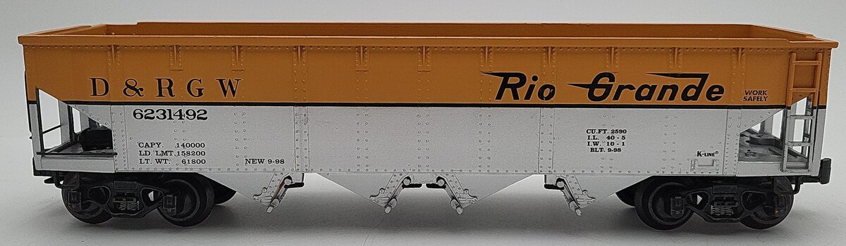K-Line K623-1492 O Gauge Denver & Rio Grande Western Die-Cast Hopper LN/Box