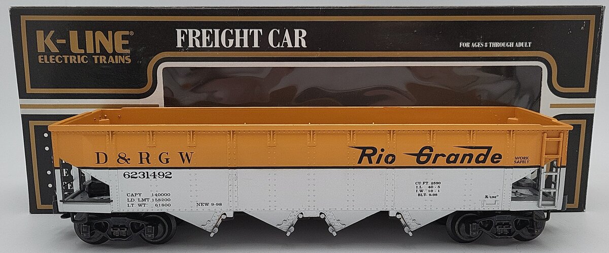 K-Line K623-1492 O Gauge Denver & Rio Grande Western Die-Cast Hopper LN/Box