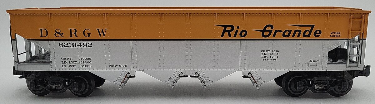 K-Line K623-1492 O Gauge Denver & Rio Grande Western Die-Cast Hopper LN/Box