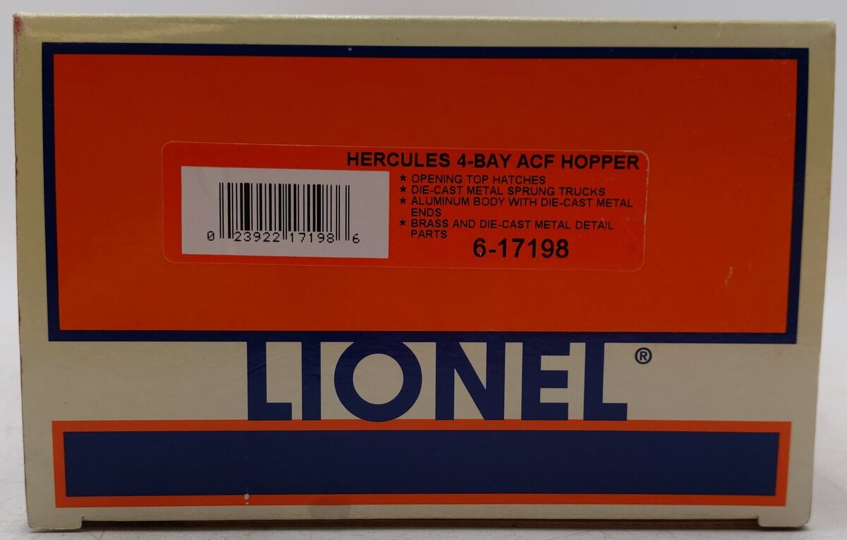 Lionel 6-17198 Hercules 4-Bay ACF Hopper #50503 EX/Box