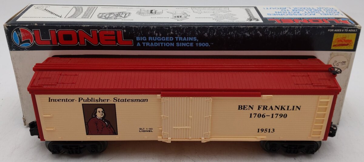 Lionel 6-19513 O Gauge Benjamin Franklin Reefer Car EX/Box