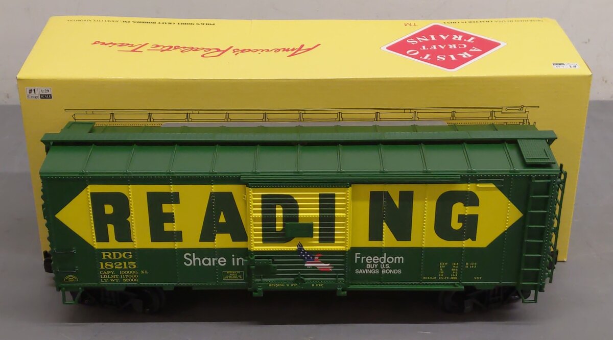 Aristo-Craft 46024 G Scale Reading Steel-Side Boxcar #18215 LN/Box