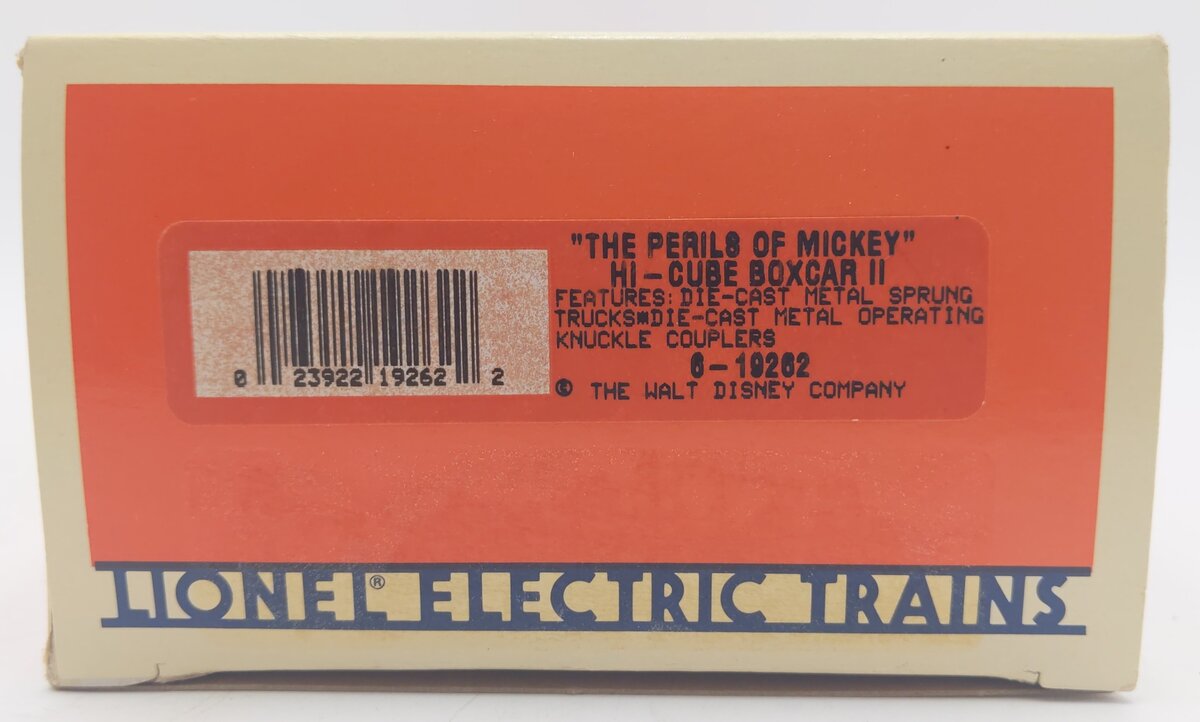 Lionel 6-19262 O Gauge Perils of Mickey High-Cube Boxcar II EX/Box