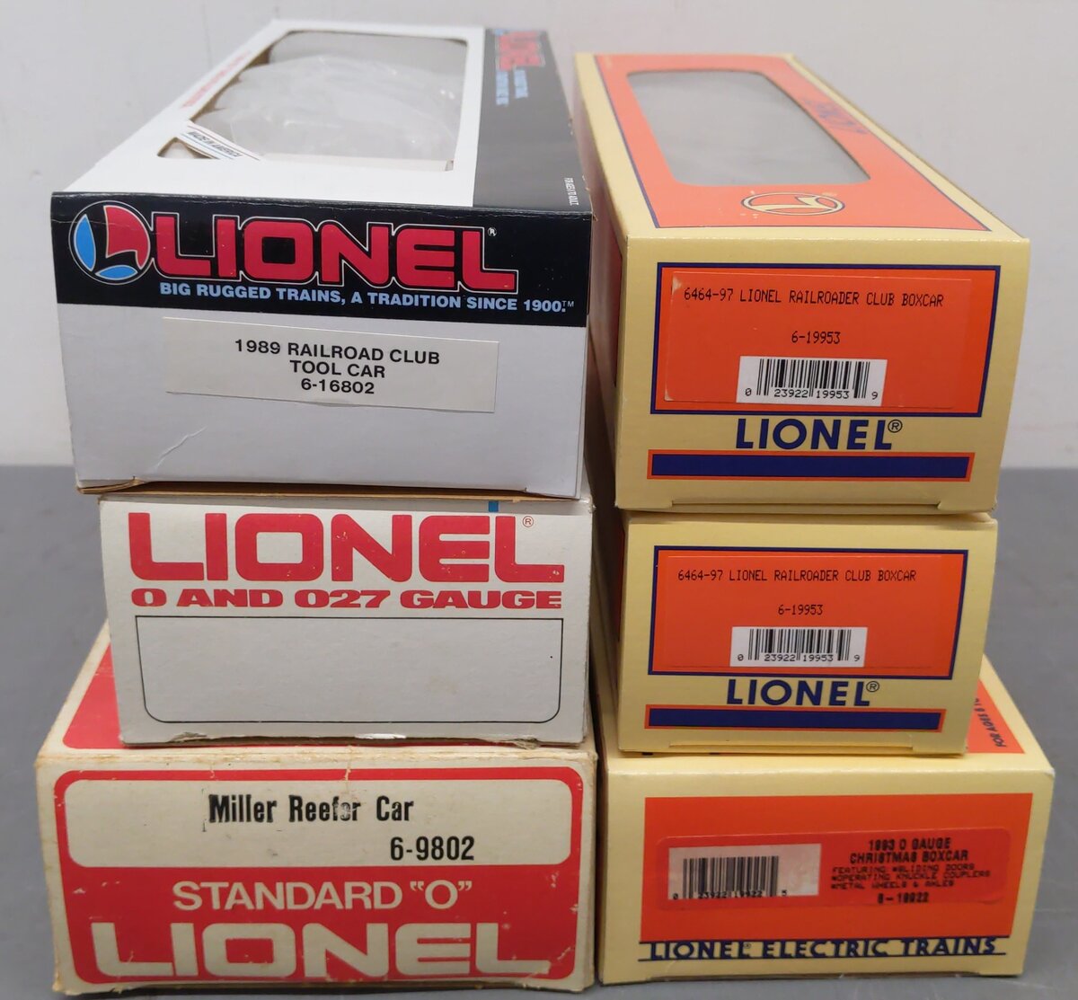 Lionel O Gauge Assorted Freight Cars 19922, 16802, 9802, 9811, 6464-97 [6] EX/Box