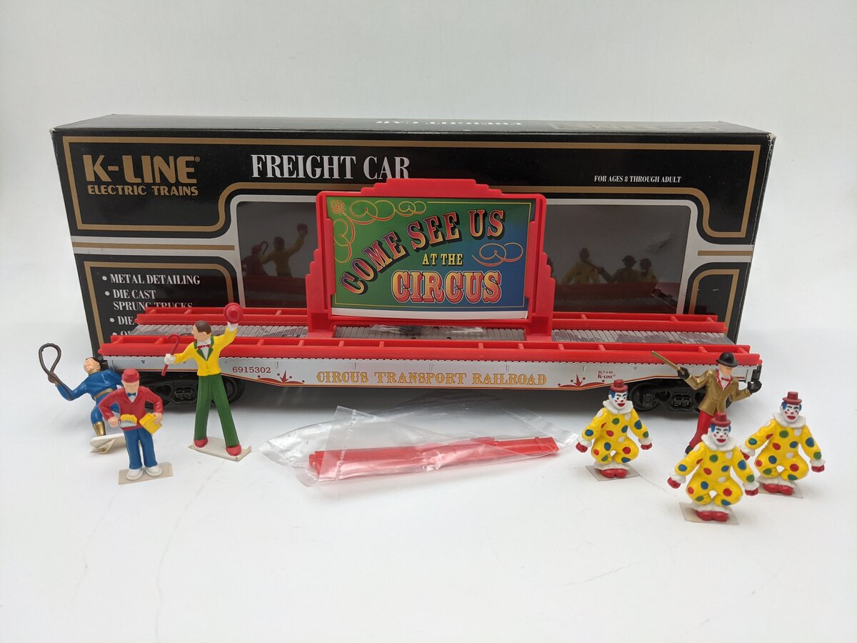 K-Line K691-5302 O Gauge Circus Transport Flatcar w/ Billboard & Circus Figures EX/Box