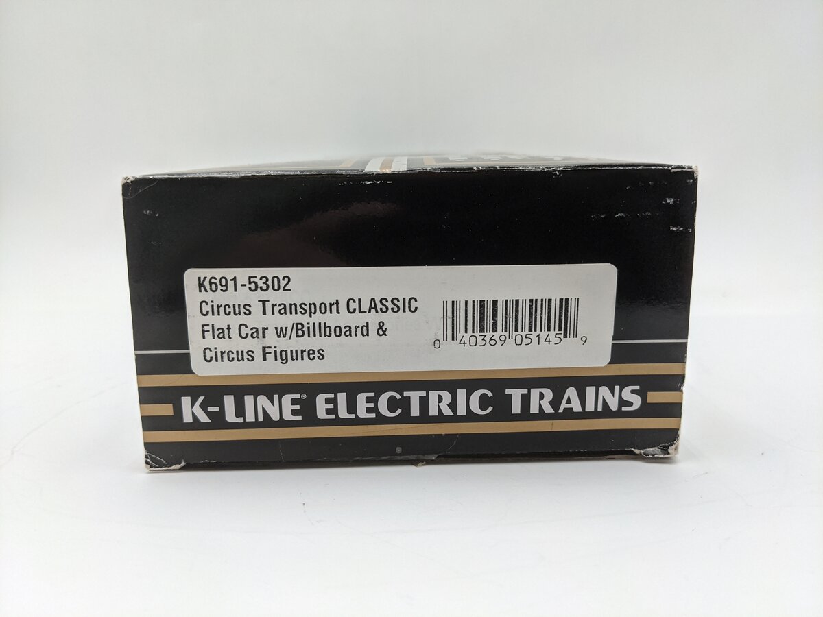 K-Line K691-5302 O Gauge Circus Transport Flatcar w/ Billboard & Circus Figures EX/Box