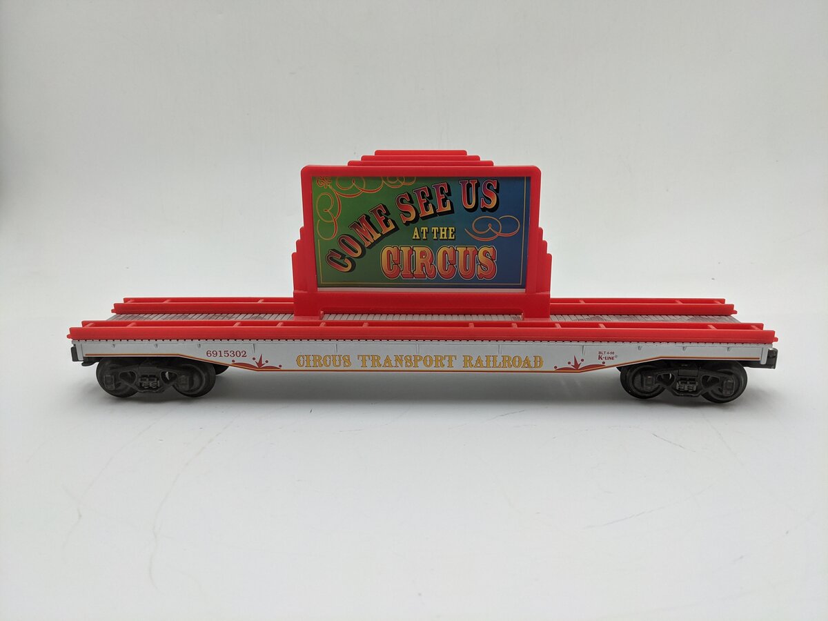 K-Line K691-5302 O Gauge Circus Transport Flatcar w/ Billboard & Circus Figures EX/Box