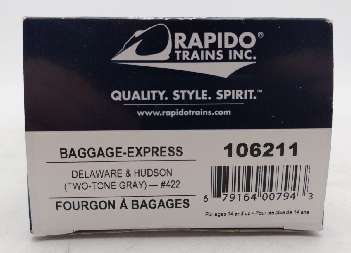 Rapido Trains 106211 HO Delaware & Hudson Baggage Express Car #422 LN/Box