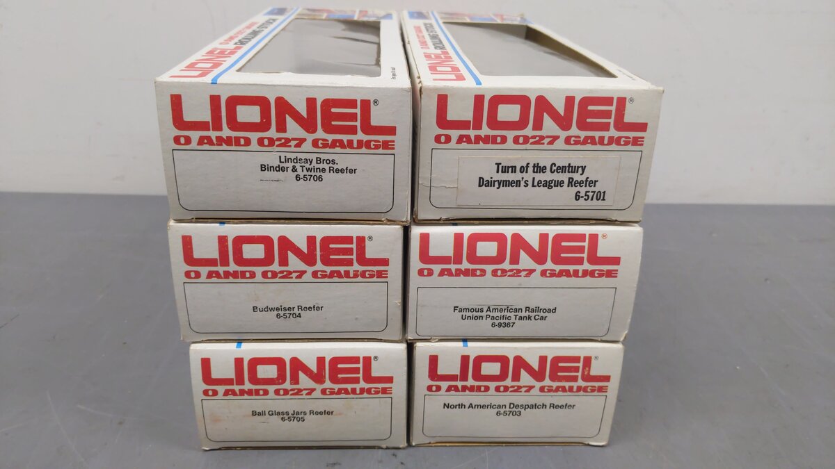 Lionel O Gauge Assorted Freight Cars 9367, 5703, 5701, 5705, 5704, 5706 [6] EX/Box