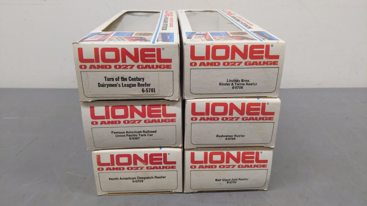 Lionel O Gauge Assorted Freight Cars 9367, 5703, 5701, 5705, 5704, 5706 [6] EX/Box