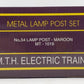 MTH 20-1019 O Gauge No.54 Maroon Lamp Post EX/Box