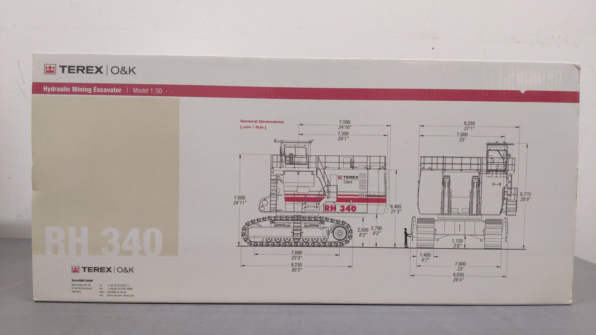 Terex O&K 25008 1:50 Scale Tri-Power RH340 Beige Shovel Die Cast w/ Accessories EX/Box