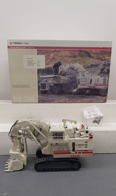 Terex O&K 25008 1:50 Scale Tri-Power RH340 Beige Shovel Die Cast w/ Accessories EX/Box