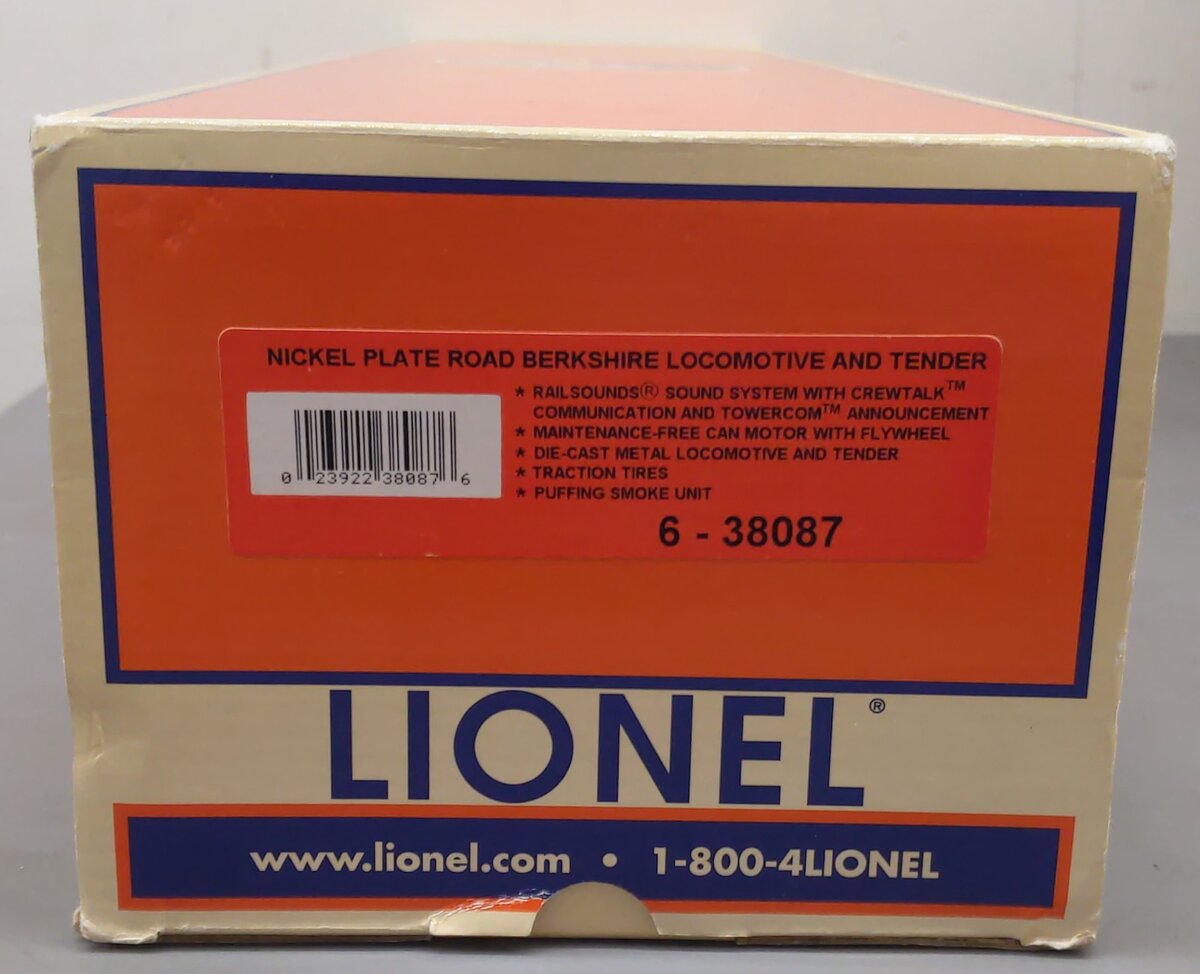 Lionel 6-38087 Nickel Plate Road 2-8-4 Berkshire Steam Locomotive w/ Tender #756 EX/Box
