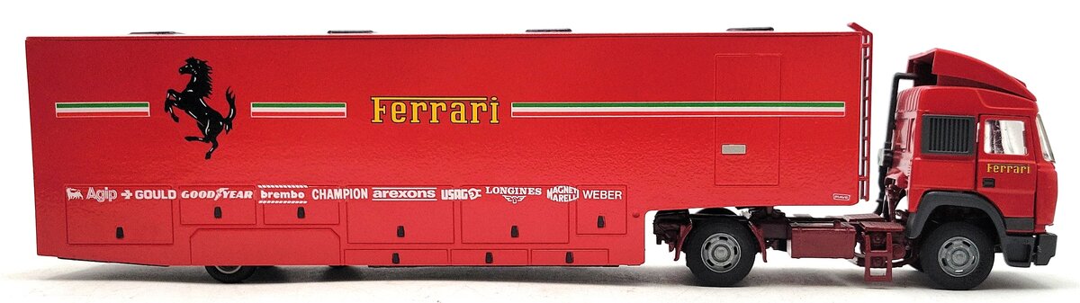Iveco 1:43 Ferarri Truck And Box Trailer w/ Clear Display Case EX