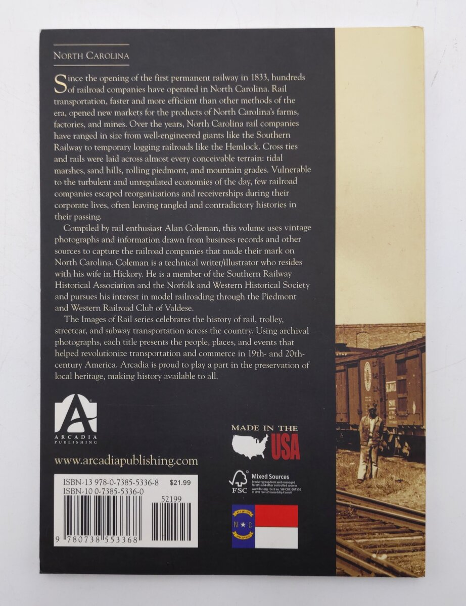 Railroads of North Carolina Paperback Book By Alan Coleman EX