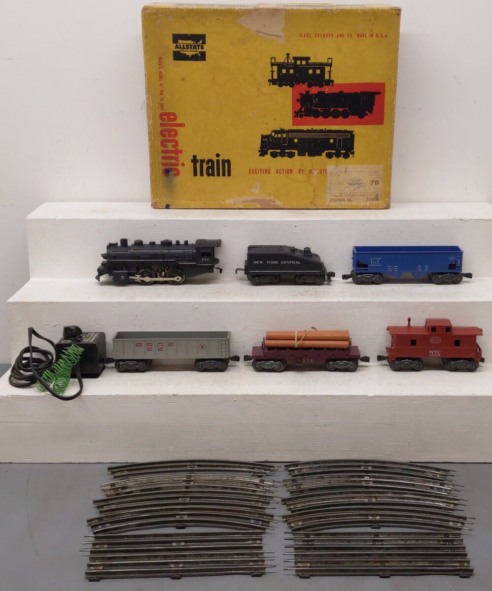 Allstate 9816 Vintage O Gauge Steam Locomotive Freight Set/Box