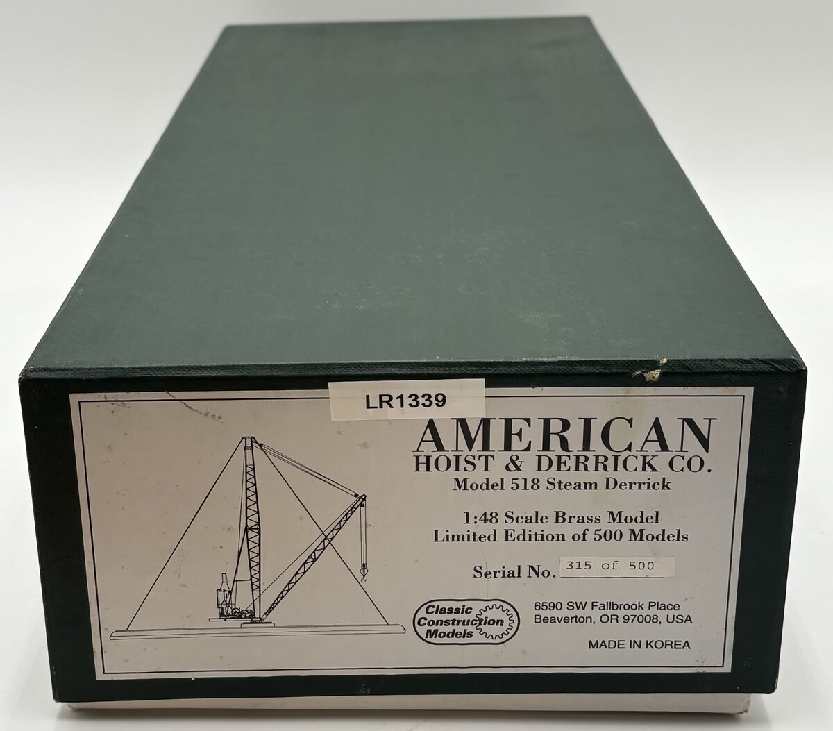 CCM 518 Brass American Hoist & Derrick Steam Powered Crane VG/Box