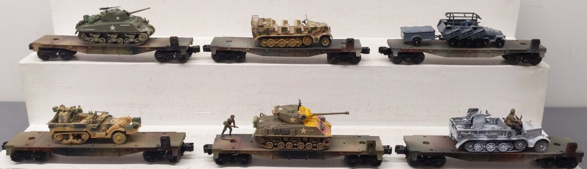 Lionel & Other O Gauge Assorted Custom Painted Flat Cars with Military Load [6]