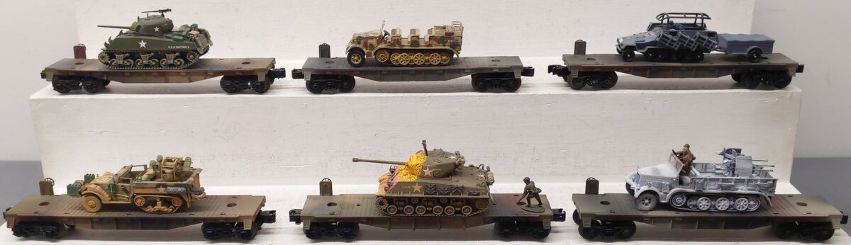 Lionel & Other O Gauge Assorted Custom Painted Flat Cars with Military Load [6]