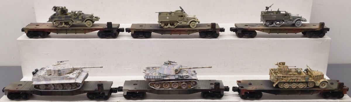 Lionel & Other O Gauge Assorted Custom Painted Flat Cars with Military Load [6]