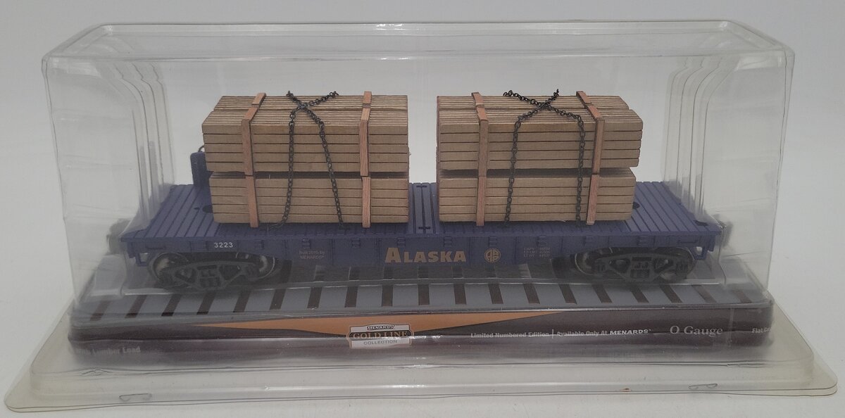 Menards 279-0840 O Gauge Alaska Flatcar W/ Lumber Load EX