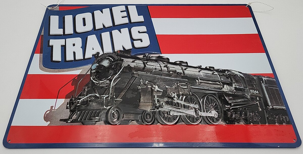 Lionel 2160021 Ande Rooney Tinplate American Flag Steam Engine Sign EX