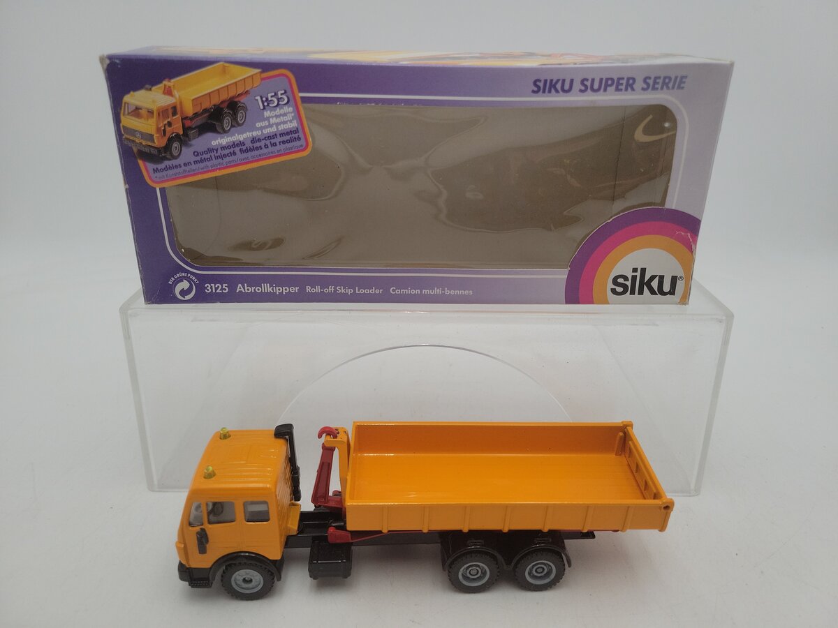 Siku 3125 1:55 Scale Super Serie Yellow Mercedes Roll Off Skip Loader Truck EX/Box