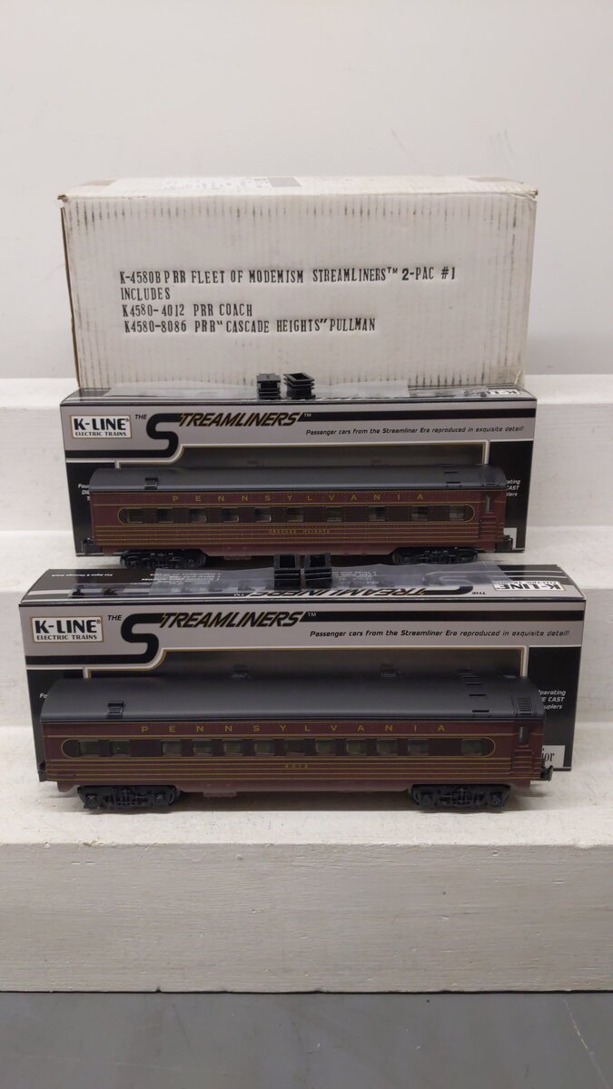 K-Line K4580B O PRR "Fleet of Modernism" Streamliners Passenger Cars (Set of 2) LN/Box