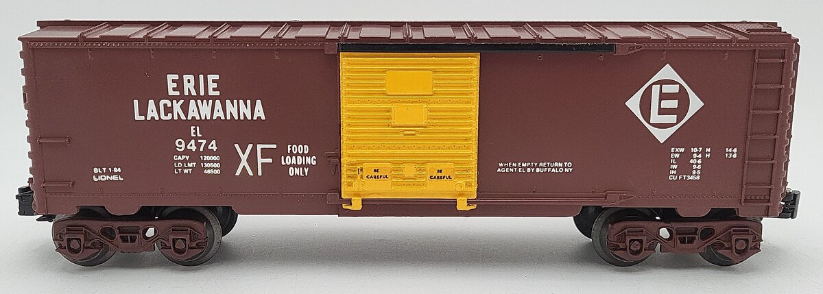 Lionel 6-9474 O Gauge Erie Lackawanna Boxcar w/ Custom Painted Yellow Doors