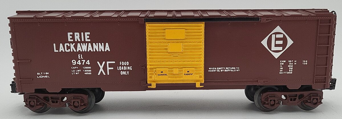 Lionel 6-9474 O Gauge Erie Lackawanna Boxcar w/ Custom Painted Yellow Doors
