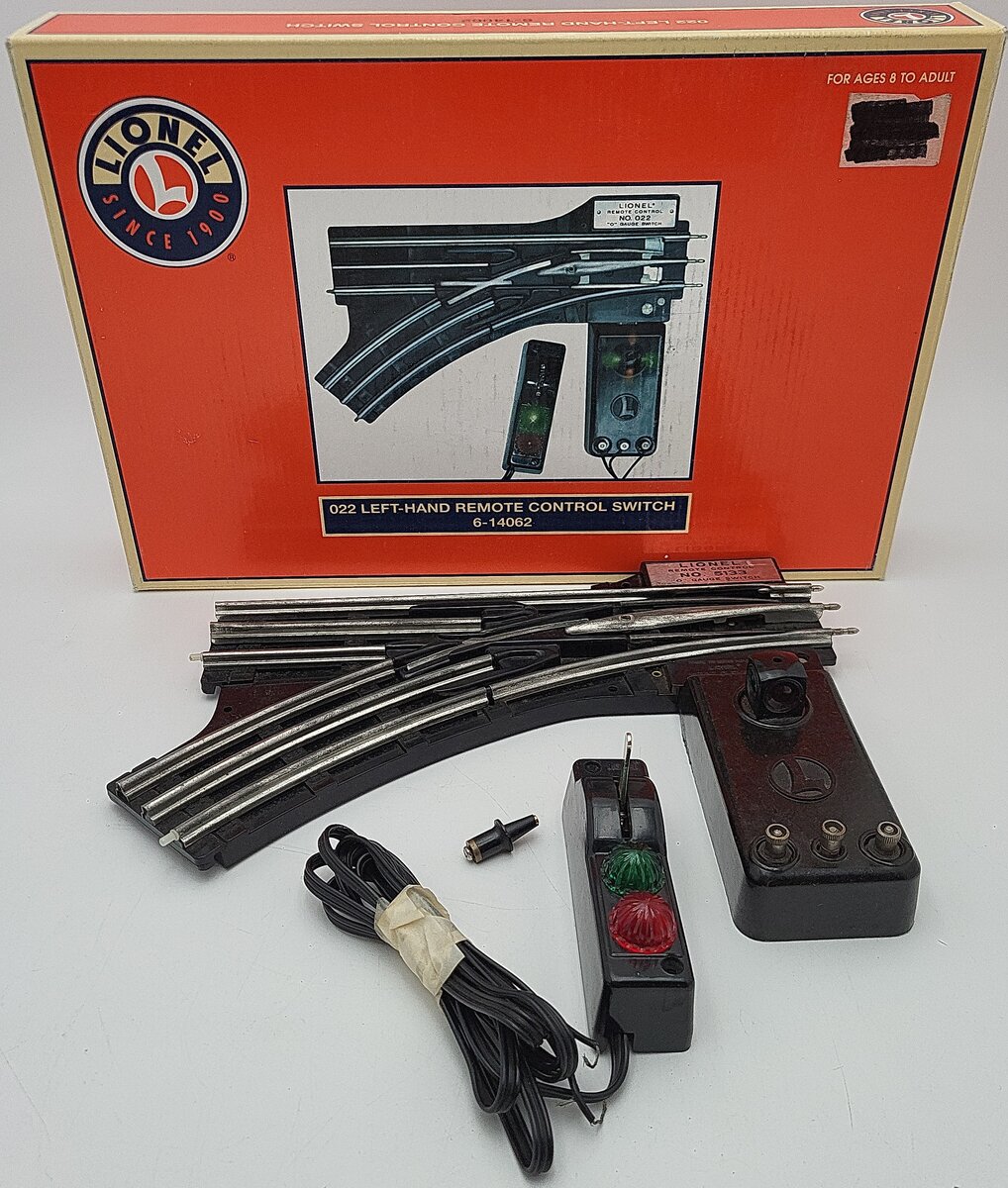 Lionel 6-14062 O Gauge Remote-Control 022 Left Hand Switch Turnout VG/Box