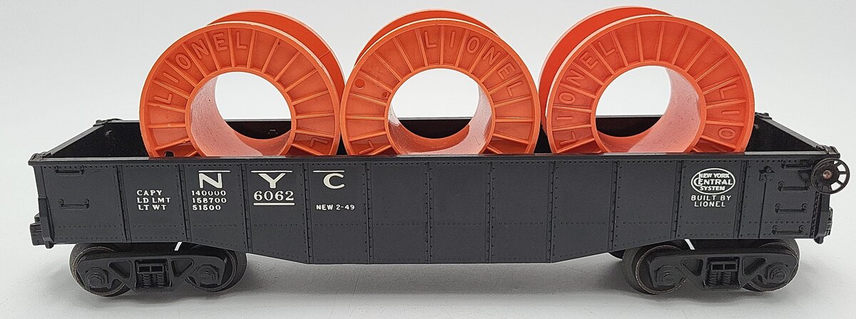 Lionel 6-27735 PWC 6062 New York Central Gondola With Cable Reels EX