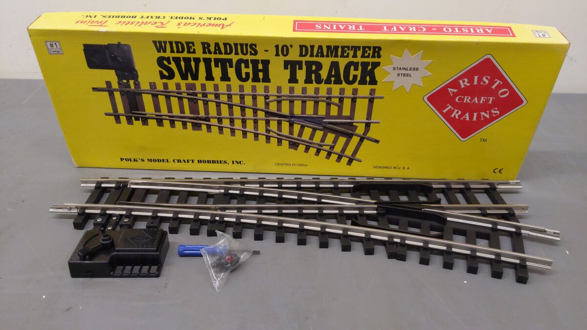 Aristo-Craft 30370 G Stainless Wide Radius Right Hand 10' Manual Switch Turnout EX/Box
