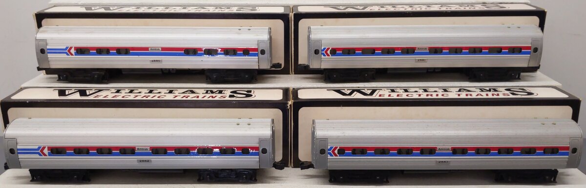 Williams O Gauge Assorted Amtrak Passenger Cars 2880, 2881, 2882, 2883 [4]/Box