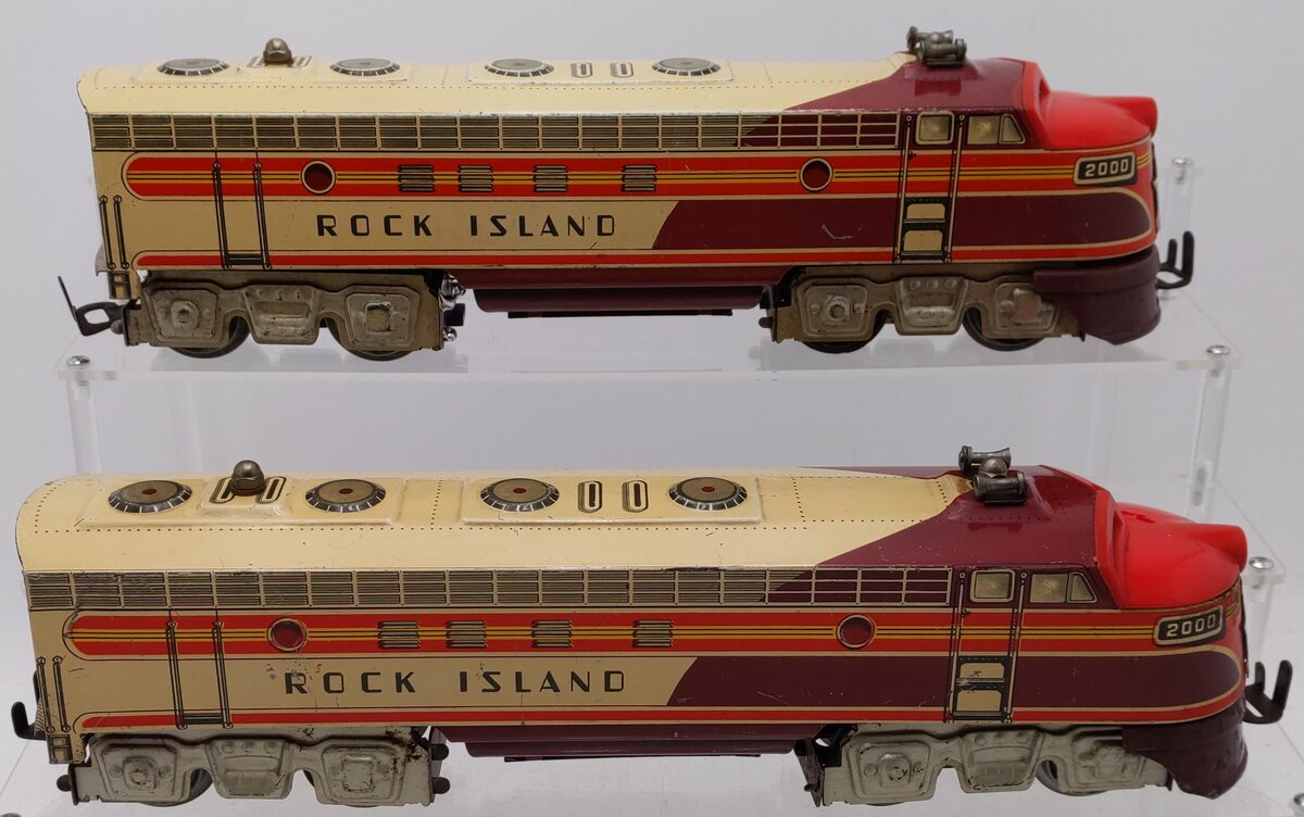 Unique Art MFG O Vintage Rock Island Diesel Double Electric Engine Set #2000 VG