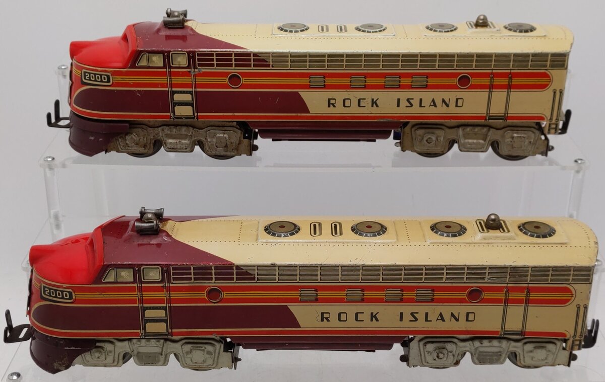Unique Art MFG O Vintage Rock Island Diesel Double Electric Engine Set #2000 VG