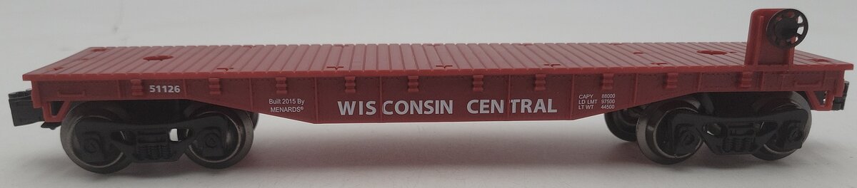 Menards 279-0872 O Gauge Wisconsin Central Flat Car #51126 EX