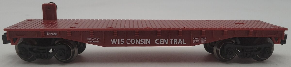 Menards 279-0872 O Gauge Wisconsin Central Flat Car #51126 EX