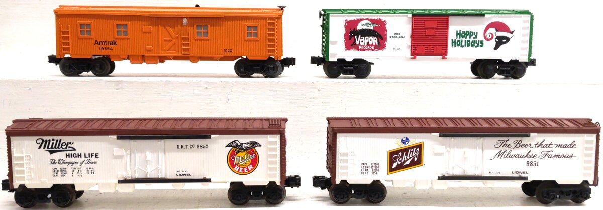 Lionel O Gauge Assorted Freight Cars: 9852, 9851, 19654, 26208 [4] VG/Box